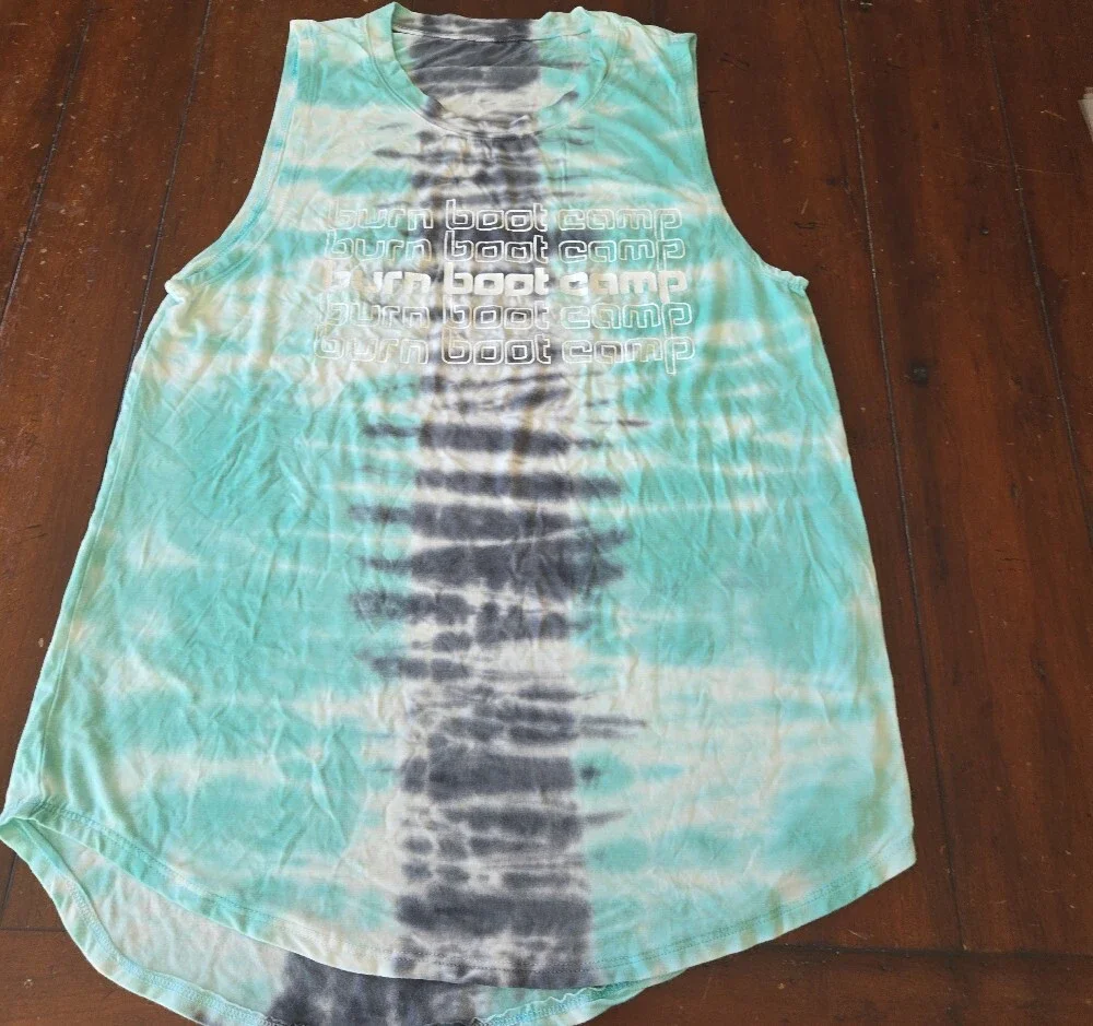 Burn Boot Camp Repeating Logo Print - Teal White